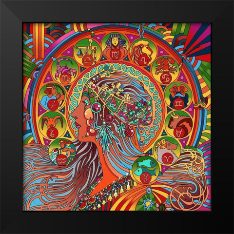 Astrology Queen Black Modern Wood Framed Art Print by Green, Howie