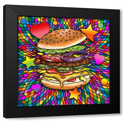 Hamburg Pop Art Black Modern Wood Framed Art Print by Green, Howie