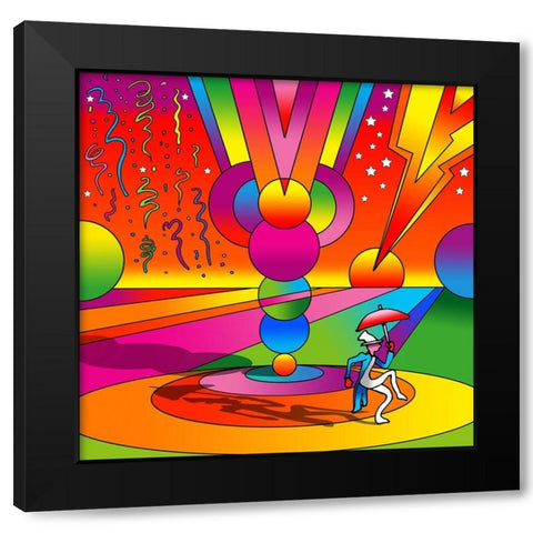 Umbrella Prancer Spheres Landscape Black Modern Wood Framed Art Print with Double Matting by Green, Howie