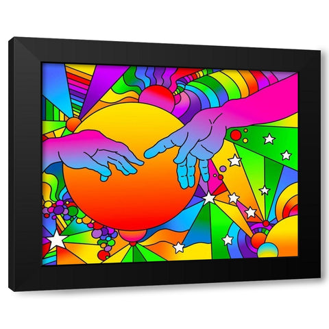 Sistine Hands Black Modern Wood Framed Art Print with Double Matting by Green, Howie