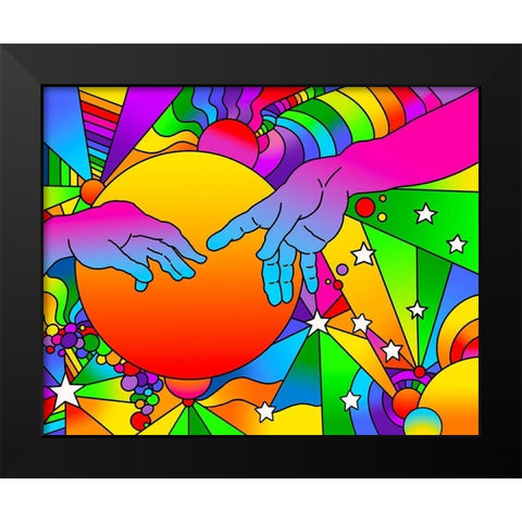 Sistine Hands Black Modern Wood Framed Art Print by Green, Howie