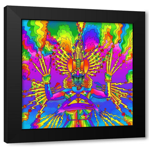 Lightning Man Black Modern Wood Framed Art Print by Green, Howie