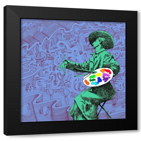 Painter Mambo Black Modern Wood Framed Art Print by Green, Howie