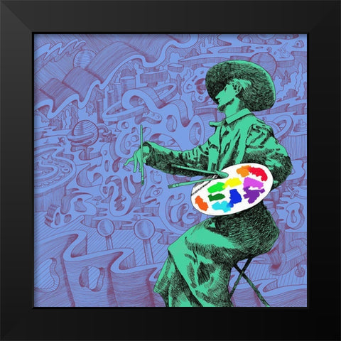 Painter Mambo Black Modern Wood Framed Art Print by Green, Howie