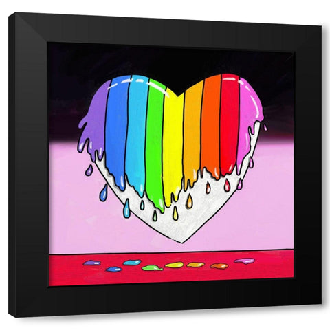 Rainbow Paint Heart 2 Black Modern Wood Framed Art Print by Green, Howie