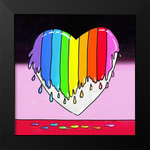 Rainbow Paint Heart 2 Black Modern Wood Framed Art Print by Green, Howie