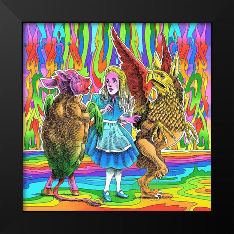 Alice-Mock-Turtle-Griffin Black Modern Wood Framed Art Print by Green, Howie