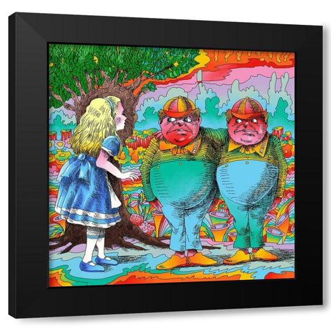 Alice-Tweedle-Dee-Dum Black Modern Wood Framed Art Print with Double Matting by Green, Howie