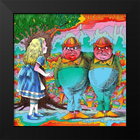Alice-Tweedle-Dee-Dum Black Modern Wood Framed Art Print by Green, Howie