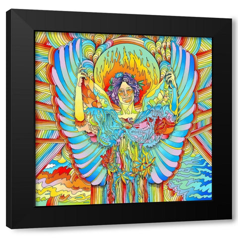 Angel-721 Black Modern Wood Framed Art Print with Double Matting by Green, Howie