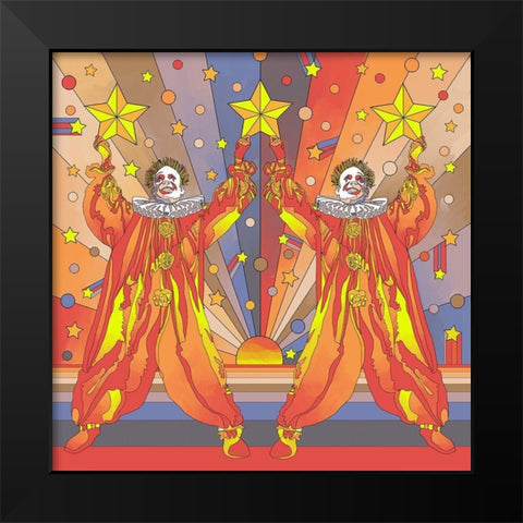 Clown-Duo Black Modern Wood Framed Art Print by Green, Howie