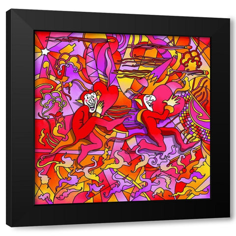 Dancing-Devils Black Modern Wood Framed Art Print with Double Matting by Green, Howie