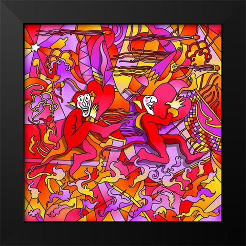 Dancing-Devils Black Modern Wood Framed Art Print by Green, Howie