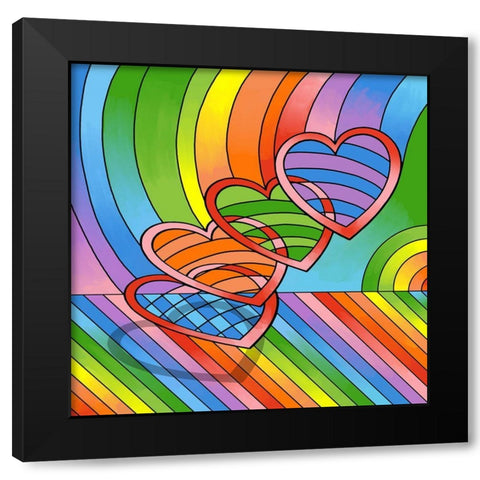 Floating-Hearts Black Modern Wood Framed Art Print with Double Matting by Green, Howie