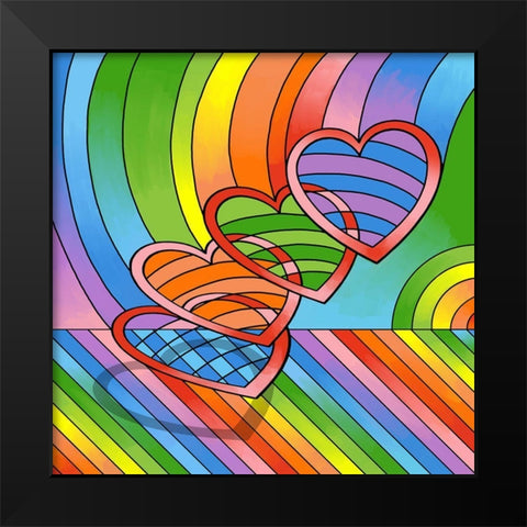 Floating-Hearts Black Modern Wood Framed Art Print by Green, Howie