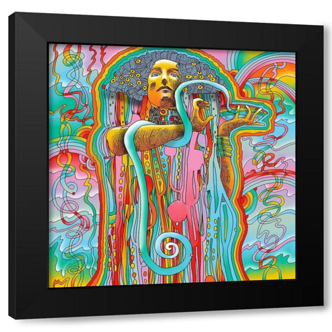 Mucha-Snake-Priestess Black Modern Wood Framed Art Print with Double Matting by Green, Howie