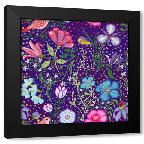 20-72 Harmony Blues Black Modern Wood Framed Art Print with Double Matting by HUE and MI and Sangita