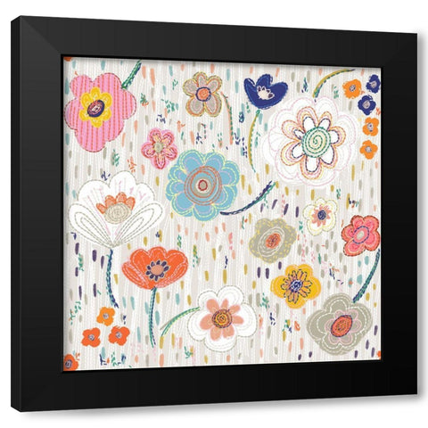 Art Room Flower Black Modern Wood Framed Art Print with Double Matting by HUE and MI and Sangita