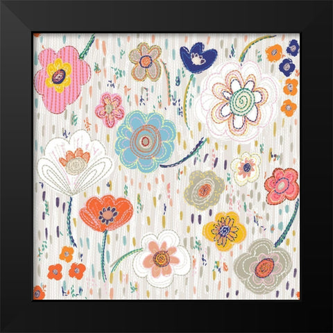 Art Room Flower Black Modern Wood Framed Art Print by HUE and MI and Sangita