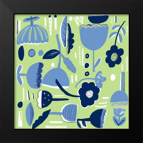 Blue Black Modern Wood Framed Art Print by HUE and MI and Sangita