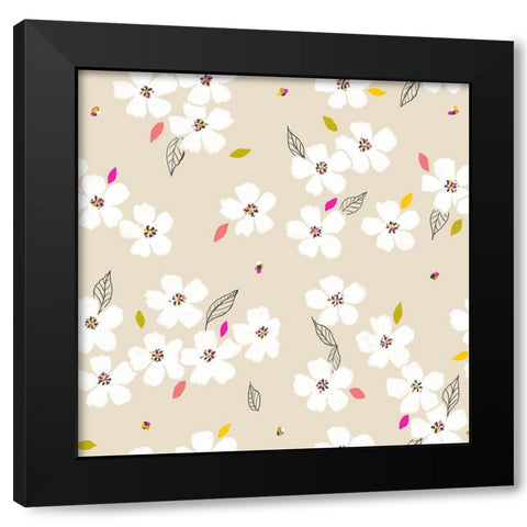 Delicate Whites Black Modern Wood Framed Art Print with Double Matting by HUE and MI and Sangita