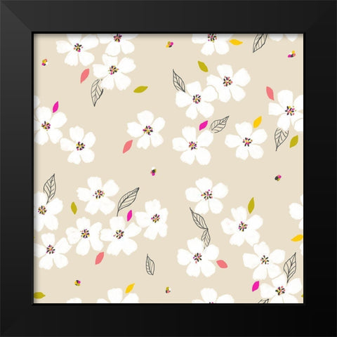 Delicate Whites Black Modern Wood Framed Art Print by HUE and MI and Sangita