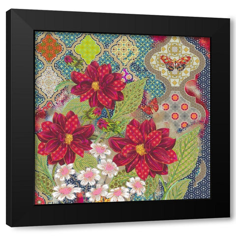 Floral 4 Black Modern Wood Framed Art Print by HUE and MI and Sangita