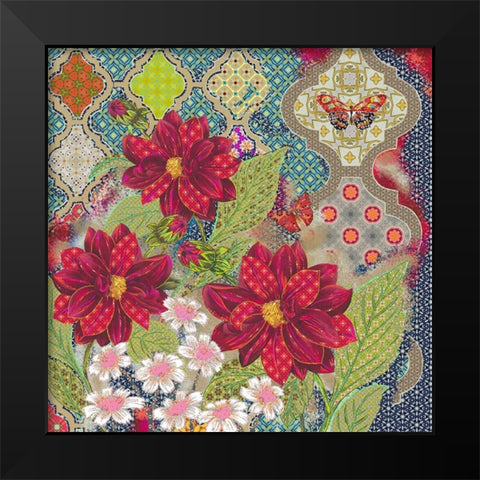 Floral 4 Black Modern Wood Framed Art Print by HUE and MI and Sangita