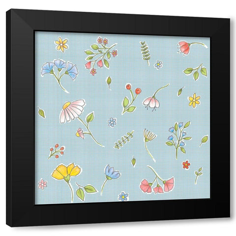 Flower Craft Black Modern Wood Framed Art Print by HUE and MI and Sangita