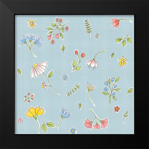 Flower Craft Black Modern Wood Framed Art Print by HUE and MI and Sangita