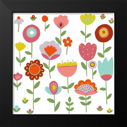 Flower Garden Black Modern Wood Framed Art Print by HUE and MI and Sangita