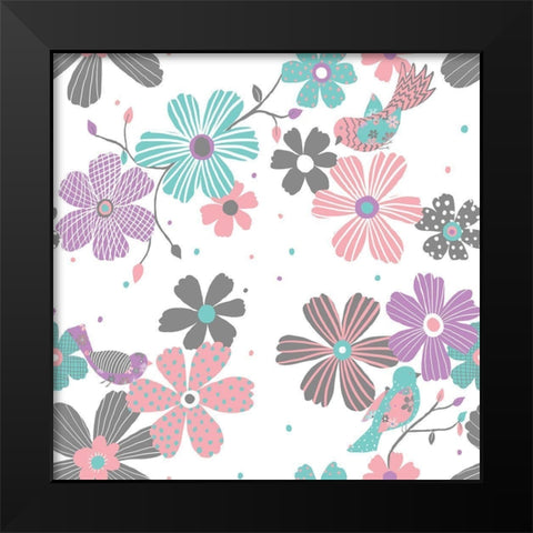 Flying Birds Black Modern Wood Framed Art Print by HUE and MI and Sangita