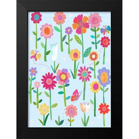 Meadow Black Modern Wood Framed Art Print by HUE and MI and Sangita