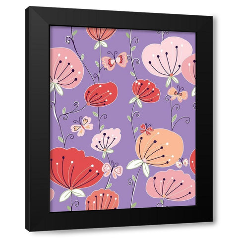 Tulips Black Modern Wood Framed Art Print with Double Matting by HUE and MI and Sangita