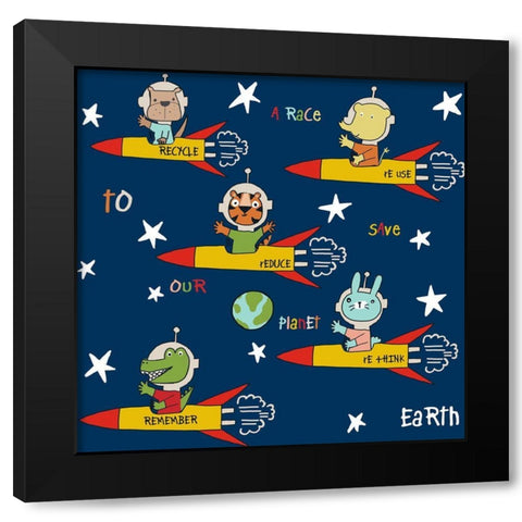 4 Rs To Safe Earth Black Modern Wood Framed Art Print by HUE and MI and Sangita