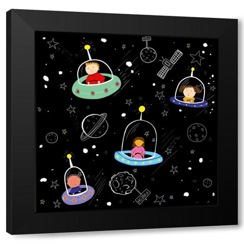 A Race In Space Black Modern Wood Framed Art Print with Double Matting by HUE and MI and Sangita
