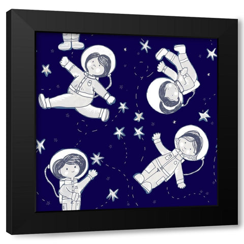 Dancing With Stars Black Modern Wood Framed Art Print by HUE and MI and Sangita