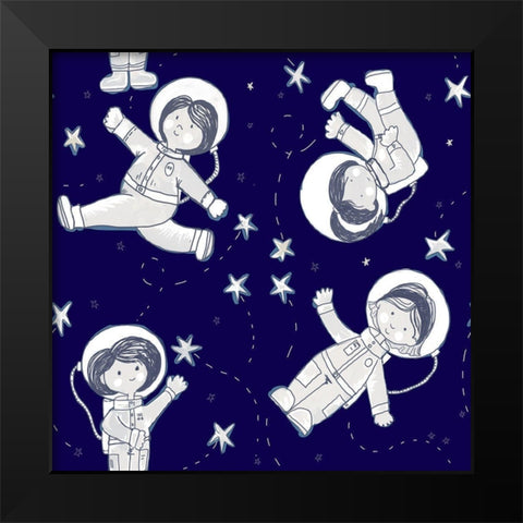 Dancing With Stars Black Modern Wood Framed Art Print by HUE and MI and Sangita