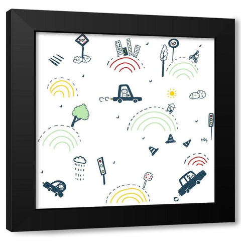 20-26 Sunday Drive Black Modern Wood Framed Art Print with Double Matting by HUE and MI and Sangita