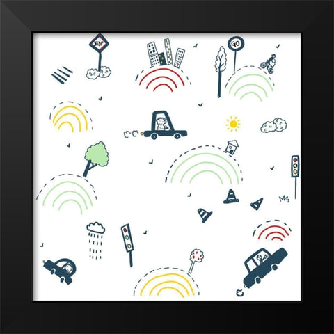 20-26 Sunday Drive Black Modern Wood Framed Art Print by HUE and MI and Sangita