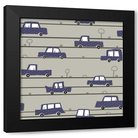 2103 On The Road Black Modern Wood Framed Art Print with Double Matting by HUE and MI and Sangita