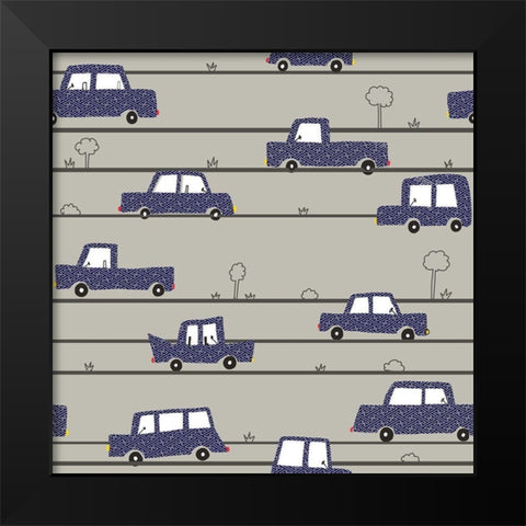 2103 On The Road Black Modern Wood Framed Art Print by HUE and MI and Sangita