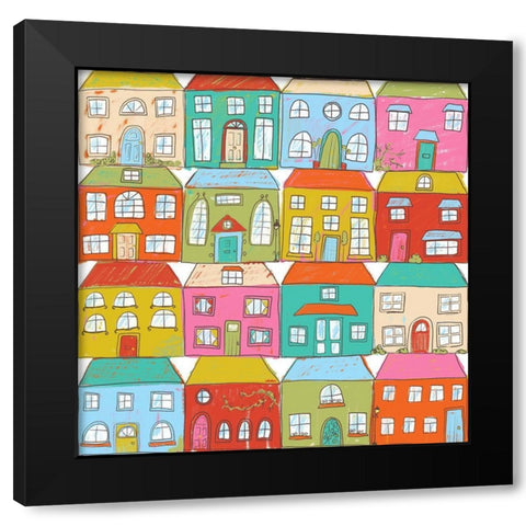 Block House Black Modern Wood Framed Art Print with Double Matting by HUE and MI and Sangita