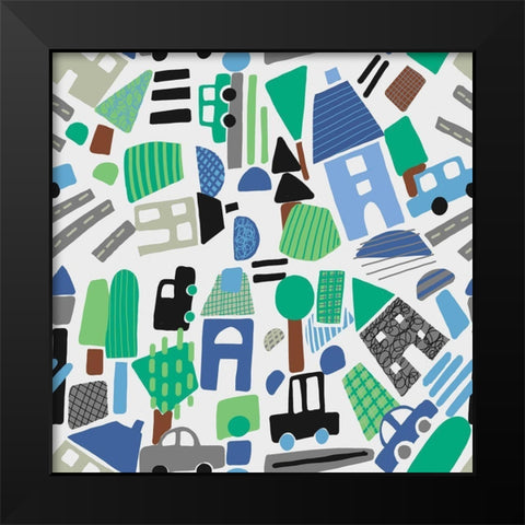 Brica Brac House A Black Modern Wood Framed Art Print by HUE and MI and Sangita