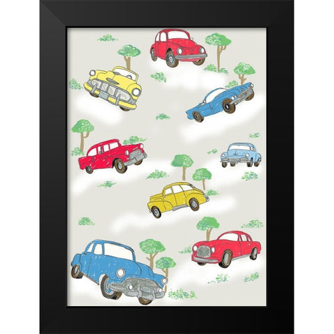 Broom Broom Black Modern Wood Framed Art Print by HUE and MI and Sangita
