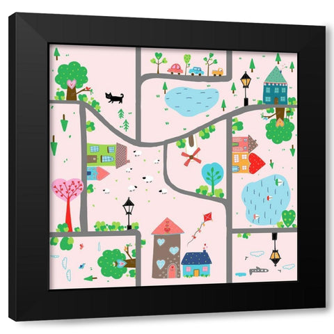 I Love Where I Live Black Modern Wood Framed Art Print with Double Matting by HUE and MI and Sangita