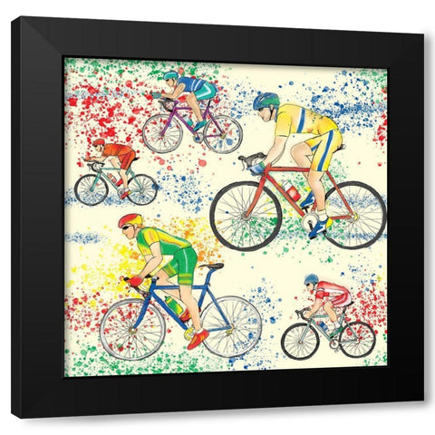 Lets Spin Black Modern Wood Framed Art Print by HUE and MI and Sangita