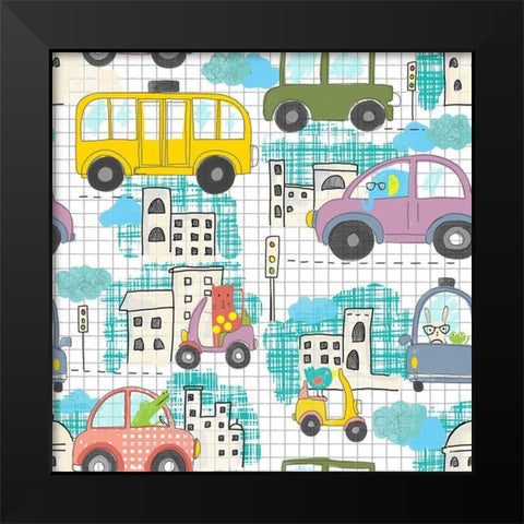 Lets Take A Drive Black Modern Wood Framed Art Print by HUE and MI and Sangita