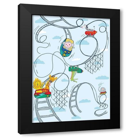Rollar Coaster Tile Black Modern Wood Framed Art Print with Double Matting by HUE and MI and Sangita
