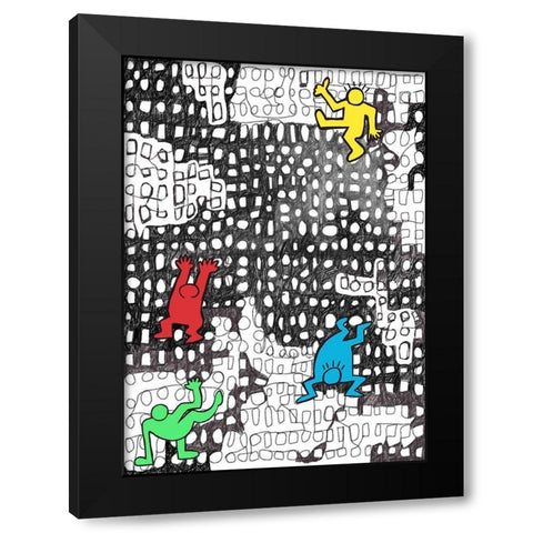 Ups And Downs In The City Black Modern Wood Framed Art Print with Double Matting by HUE and MI and Sangita